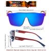 imageFEISEDY Sunglasses for Women Men Fashion Mirrored Single Lens Driving Beach Sunnies UV400 Shades B2996Transparent Blue Frame  Blue Mirror Lens