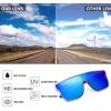 imageFEISEDY Sunglasses for Women Men Fashion Mirrored Single Lens Driving Beach Sunnies UV400 Shades B2996Transparent Blue Frame  Blue Mirror Lens