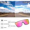 imageFEISEDY Sunglasses for Women Men Fashion Mirrored Single Lens Driving Beach Sunnies UV400 Shades B2996Transparent Grey Frame  Pink Mirrored Lens