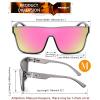 imageFEISEDY Sunglasses for Women Men Fashion Mirrored Single Lens Driving Beach Sunnies UV400 Shades B2996Transparent Grey Frame  Pink Mirrored Lens