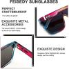 imageFEISEDY Sunglasses for Women Men Fashion Mirrored Single Lens Driving Beach Sunnies UV400 Shades B2996Transparent Red Blue Frame  Blue Mirrored Lens