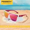 imageFEISEDY Sunglasses for Women Men Fashion Mirrored Single Lens Driving Beach Sunnies UV400 Shades B2996White Frame  Purple Lens