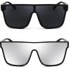 imageFEISEDY Sunglasses for Women Men Fashion Mirrored Single Lens Driving Beach Sunnies UV400 Shades B2996Z2packblack Frame  Grey Lensblack Frame  Silver Lens
