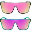 imageFEISEDY Sunglasses for Women Men Fashion Mirrored Single Lens Driving Beach Sunnies UV400 Shades B2996Z2packtransparent Grey Frame  Pink Mirrored Lensmint Green Frame  Purple Mirror Lens