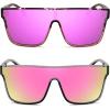 imageFEISEDY Sunglasses for Women Men Fashion Mirrored Single Lens Driving Beach Sunnies UV400 Shades B2996Z2packtransparent Pink Leopard Frame  Purple Mirrored Lenstransparent Grey Frame  Pink Mirrored Lens