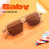 imageFEISEDY Toddler Sunglasses Vintage Pilot Square Flexible TPEE Kids Shades for Boys Girls Age 06 B0188003 Elegant Champagne
