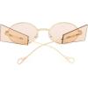 imageFEISEDY Women Men Futurisitc Hipster Round Sunglasses Polygon Trapezoid Side Shields Delicate Metal Frame B2825Champagne Lens