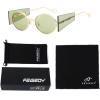imageFEISEDY Women Men Futurisitc Hipster Round Sunglasses Polygon Trapezoid Side Shields Delicate Metal Frame B2825Green Lens