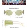imageFEISEDY Women Men Futurisitc Hipster Round Sunglasses Polygon Trapezoid Side Shields Delicate Metal Frame B2825Green Lens