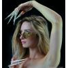 imageFEISEDY Women Men Futurisitc Hipster Round Sunglasses Polygon Trapezoid Side Shields Delicate Metal Frame B2825Green Lens