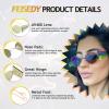 imageFEISEDY Women Men Futurisitc Hipster Round Sunglasses Polygon Trapezoid Side Shields Delicate Metal Frame B2825Green Lens