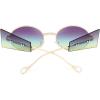 imageFEISEDY Women Men Futurisitc Hipster Round Sunglasses Polygon Trapezoid Side Shields Delicate Metal Frame B2825Grey Green Lens