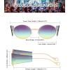 imageFEISEDY Women Men Futurisitc Hipster Round Sunglasses Polygon Trapezoid Side Shields Delicate Metal Frame B2825Grey Green Lens