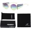 imageFEISEDY Women Men Futurisitc Hipster Round Sunglasses Polygon Trapezoid Side Shields Delicate Metal Frame B2825Grey Green Lens