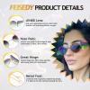 imageFEISEDY Women Men Futurisitc Hipster Round Sunglasses Polygon Trapezoid Side Shields Delicate Metal Frame B2825Grey Green Lens