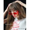imageFEISEDY Women Men Futurisitc Hipster Round Sunglasses Polygon Trapezoid Side Shields Delicate Metal Frame B2825Red Lens