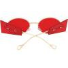 imageFEISEDY Women Men Futurisitc Hipster Round Sunglasses Polygon Trapezoid Side Shields Delicate Metal Frame B2825Red Lens