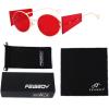 imageFEISEDY Women Men Futurisitc Hipster Round Sunglasses Polygon Trapezoid Side Shields Delicate Metal Frame B2825Red Lens
