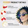 imageFEISEDY Women Men Futurisitc Hipster Round Sunglasses Polygon Trapezoid Side Shields Delicate Metal Frame B2825Red Lens