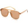 imageFEISEDY Retro Square Aviator Sunglasses Women Men 70s Vintage Trendy Plastic Frame Sun Glasses B2835003 Champagne FrameChampagne Lens