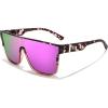 imageFEISEDY Sunglasses for Women Men Fashion Mirrored Single Lens Driving Beach Sunnies UV400 Shades B2996Transparent Pink Leopard Frame  Purple Mirrored Lens