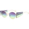 imageFEISEDY Women Men Futurisitc Hipster Round Sunglasses Polygon Trapezoid Side Shields Delicate Metal Frame B2825Grey Green Lens