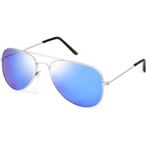 imageFEISEDY Classic Kids Sunglasses for Boys Girls Pilot Sunglasses Reflective Metal Frame Baby Age 316 B2786Silver Frame  Blue Mirrored Lens