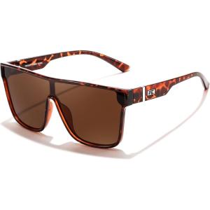 imageFEISEDY Sunglasses for Women Men Fashion Mirrored Single Lens Driving Beach Sunnies UV400 Shades B2996Leopard Frame  Tea Lens