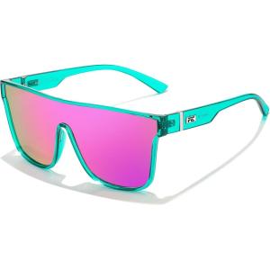 imageFEISEDY Sunglasses for Women Men Fashion Mirrored Single Lens Driving Beach Sunnies UV400 Shades B2996Mint Green Frame  Purple Mirror Lens