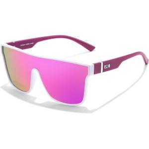 imageFEISEDY Sunglasses for Women Men Fashion Mirrored Single Lens Driving Beach Sunnies UV400 Shades B2996White Frame  Purple Lens