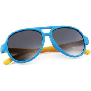 imageFEISEDY Toddler Aviator Polarized Sunglasses Flexible Frame Cute Baby Boys Girls Age 06 Rubber Outdoor B2789002 Blue  Yellow