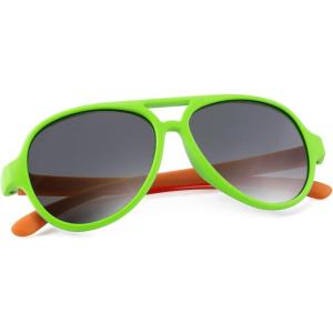 imageFEISEDY Toddler Aviator Polarized Sunglasses Flexible Frame Cute Baby Boys Girls Age 06 Rubber Outdoor B2789005 Green  Orange