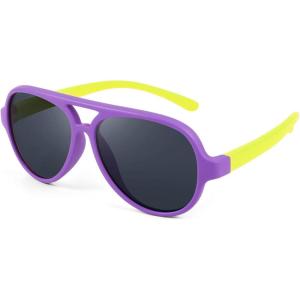 imageFEISEDY Toddler Aviator Polarized Sunglasses Flexible Frame Cute Baby Boys Girls Age 06 Rubber Outdoor B2789006 Purple  Yellow