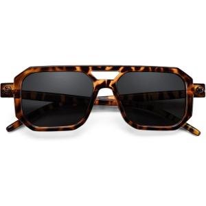 imageFEISEDY Toddler Sunglasses Vintage Pilot Square Flexible TPEE Kids Shades for Boys Girls Age 06 B0188002 Wild Leopard