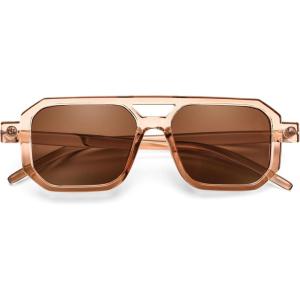 imageFEISEDY Toddler Sunglasses Vintage Pilot Square Flexible TPEE Kids Shades for Boys Girls Age 06 B0188003 Elegant Champagne