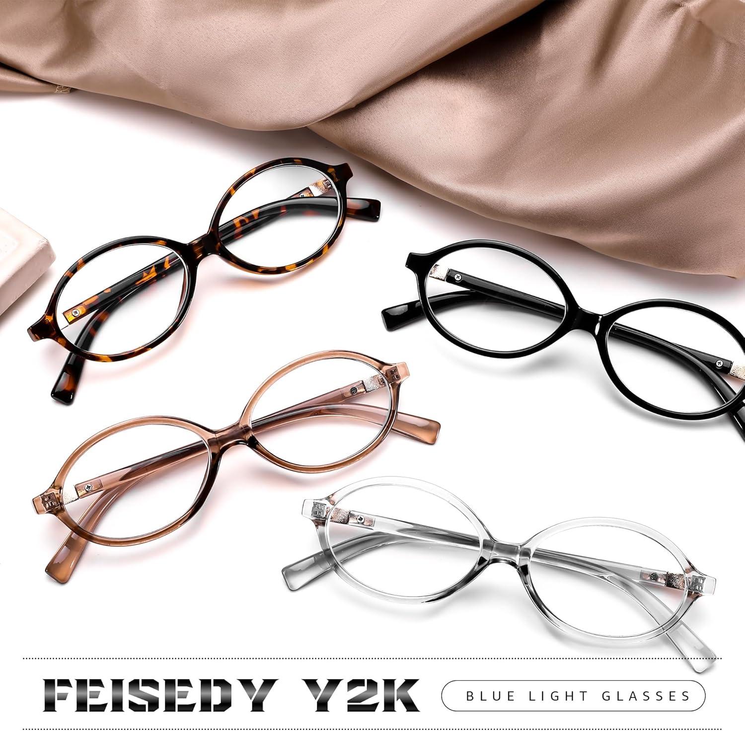imageFEISEDY Vintage Oval Glasses for Women Men Retro Tortoise Blue Light Blocking Glasses Small Fake Nerd Eyewear Frames B0254Blacktortoise