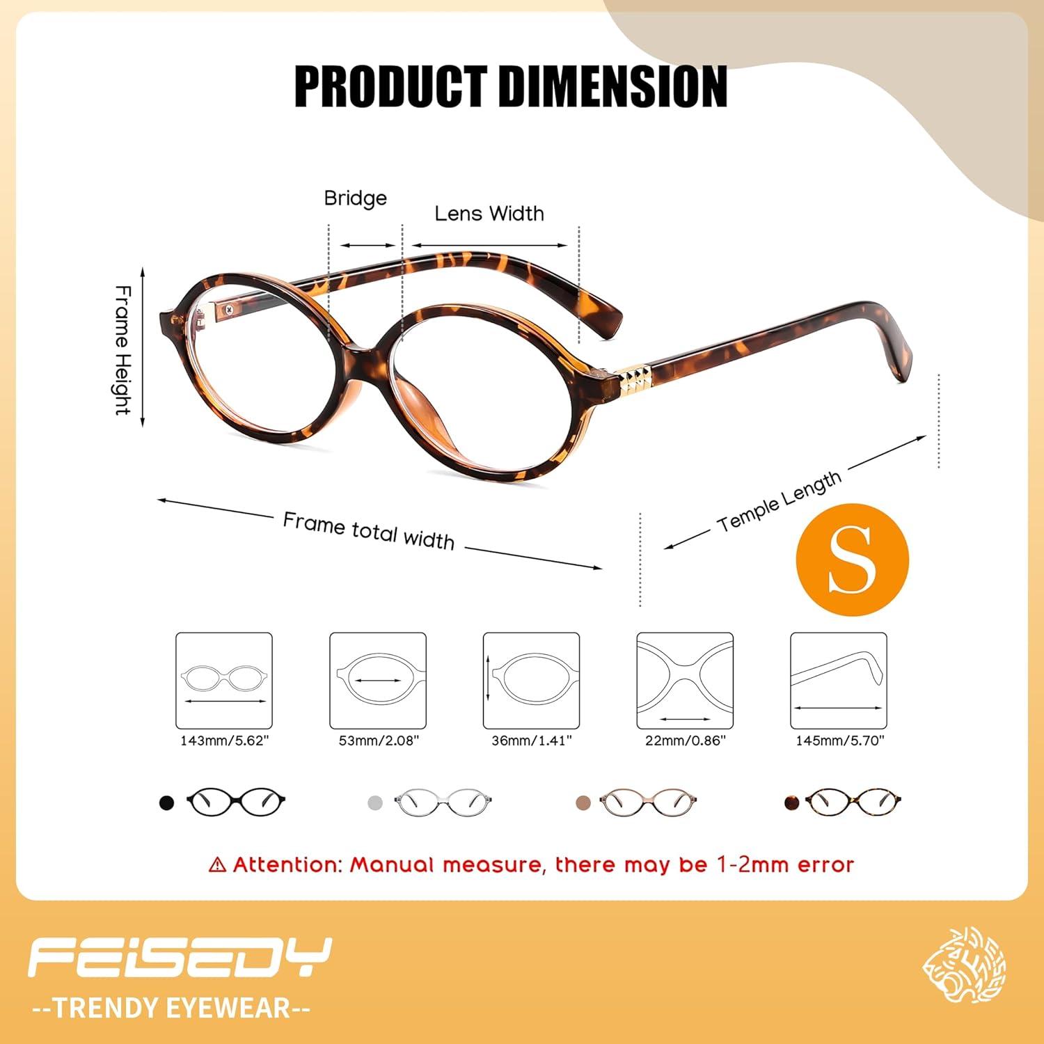 imageFEISEDY Vintage Oval Glasses for Women Men Retro Tortoise Blue Light Blocking Glasses Small Fake Nerd Eyewear Frames B0254Blacktortoise