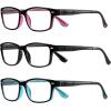 imageFEISEDY 3 Pack Lightweight Classic Reading Glasses for Men Women Traditional Frame with Spring Hinge B0239Multicolor