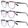 imageFEISEDY 3 Pack Lightweight Square Blue Light Reading Glasses for Women Trendy Tortoise Clear Readers B0238Multicolor