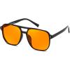 imageFEISEDY Amber Blue Light Glasses for Computer Gaming Anti Eyestrain Sleep Glasses G2835Black