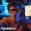 imageFEISEDY Amber Blue Light Glasses for Computer Gaming Anti Eyestrain Sleep Glasses G2835Black