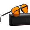 imageFEISEDY Amber Blue Light Glasses for Computer Gaming Anti Eyestrain Sleep Glasses G2835Black