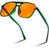 imageFEISEDY Amber Blue Light Glasses for Computer Gaming Anti Eyestrain Sleep Glasses G2835Green Transparent