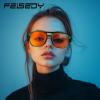 imageFEISEDY Amber Blue Light Glasses for Computer Gaming Anti Eyestrain Sleep Glasses G2835Green Transparent