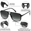 imageFEISEDY Aviator Bifocal Reading Sunglasses for Men Women Vintage Square Tinted Blue Light Blocking Readers B0181Black Framegradient Gray