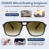 imageFEISEDY Aviator Bifocal Reading Sunglasses for Men Women Vintage Square Tinted Blue Light Blocking Readers B0181Black Framegradient Tea