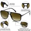imageFEISEDY Aviator Bifocal Reading Sunglasses for Men Women Vintage Square Tinted Blue Light Blocking Readers B0181Black Framegradient Tea