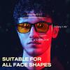 imageFEISEDY Blue Light Glasses for Better Sleep Amber Computer Gaming TV Anti Eyestrain Glasses with Spring Hinge B0249Matte Black