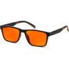 imageFEISEDY Blue Light Glasses for Better Sleep Amber Computer Gaming TV Anti Eyestrain Glasses with Spring Hinge B0249Matte BlackBrown Leg