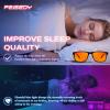 imageFEISEDY Blue Light Glasses for Better Sleep Amber Computer Gaming TV Anti Eyestrain Glasses with Spring Hinge B0249Matte BlackBrown Leg